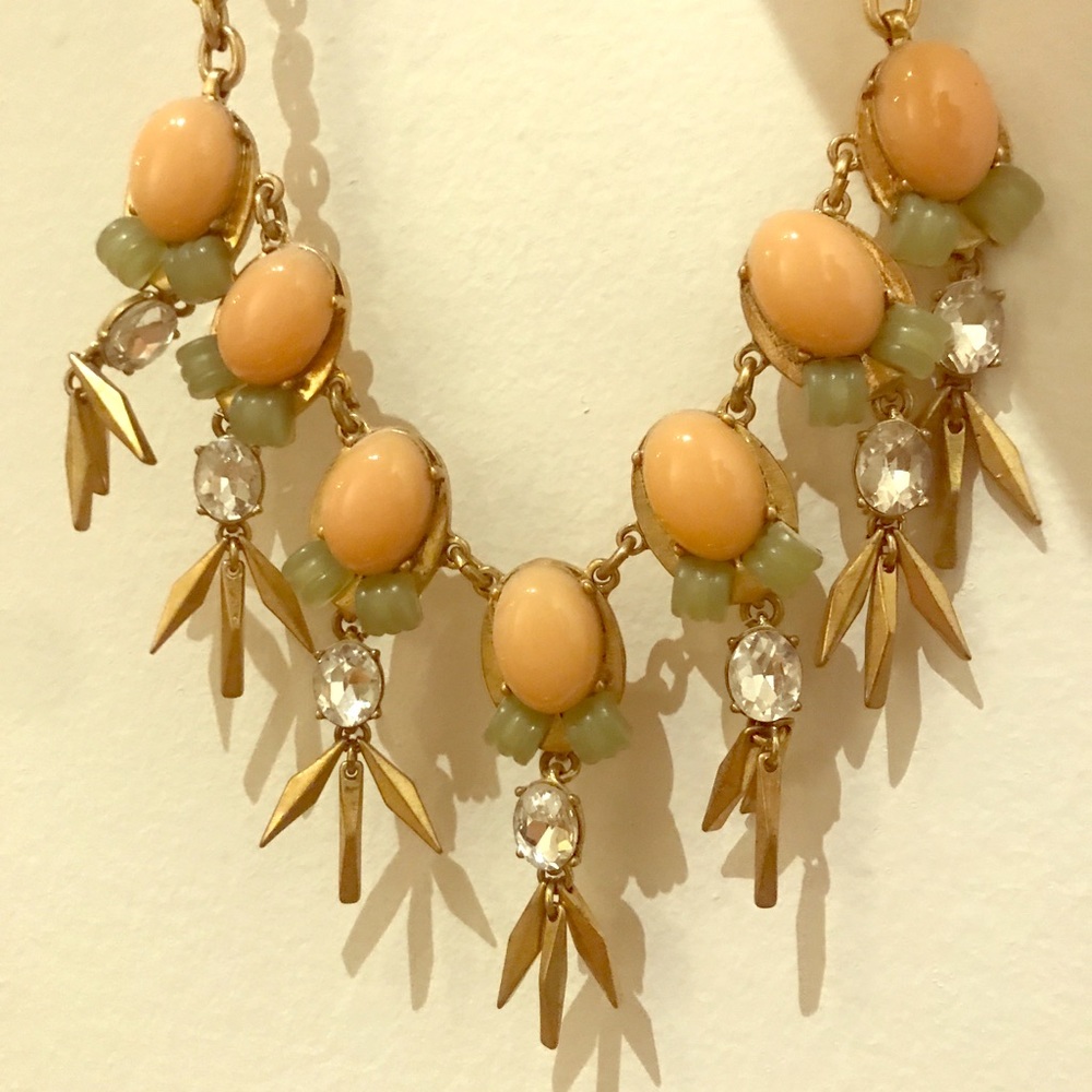 JCREW statement necklace, peach/ mint green